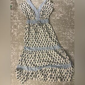 Rachel Zoe Cream and Blue Maxi Dress